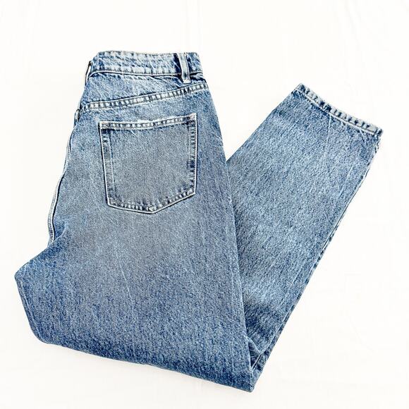 Zara Acid Wash Mom Jeans Ripped Knees Straight Leg Denim Size 10 - Picture 8 of 8